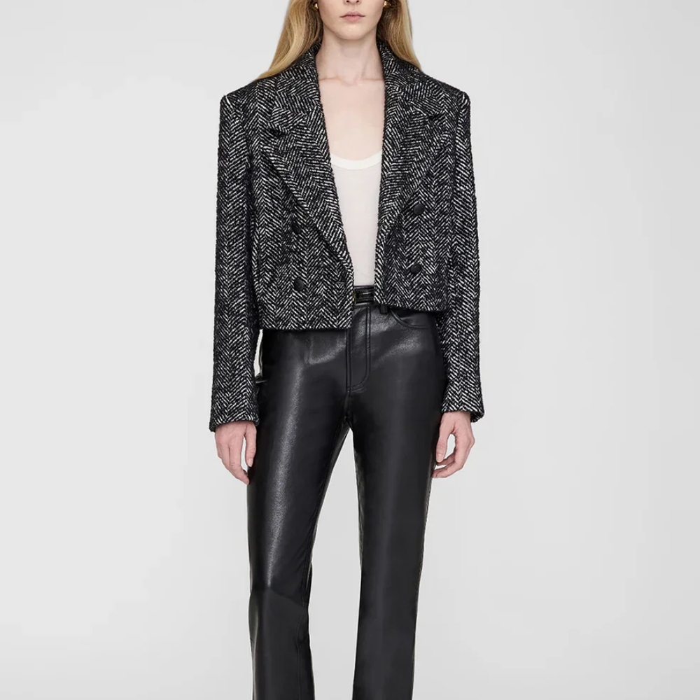 Anine Bing Vienna Blazer Monochrome Tweed Blazer